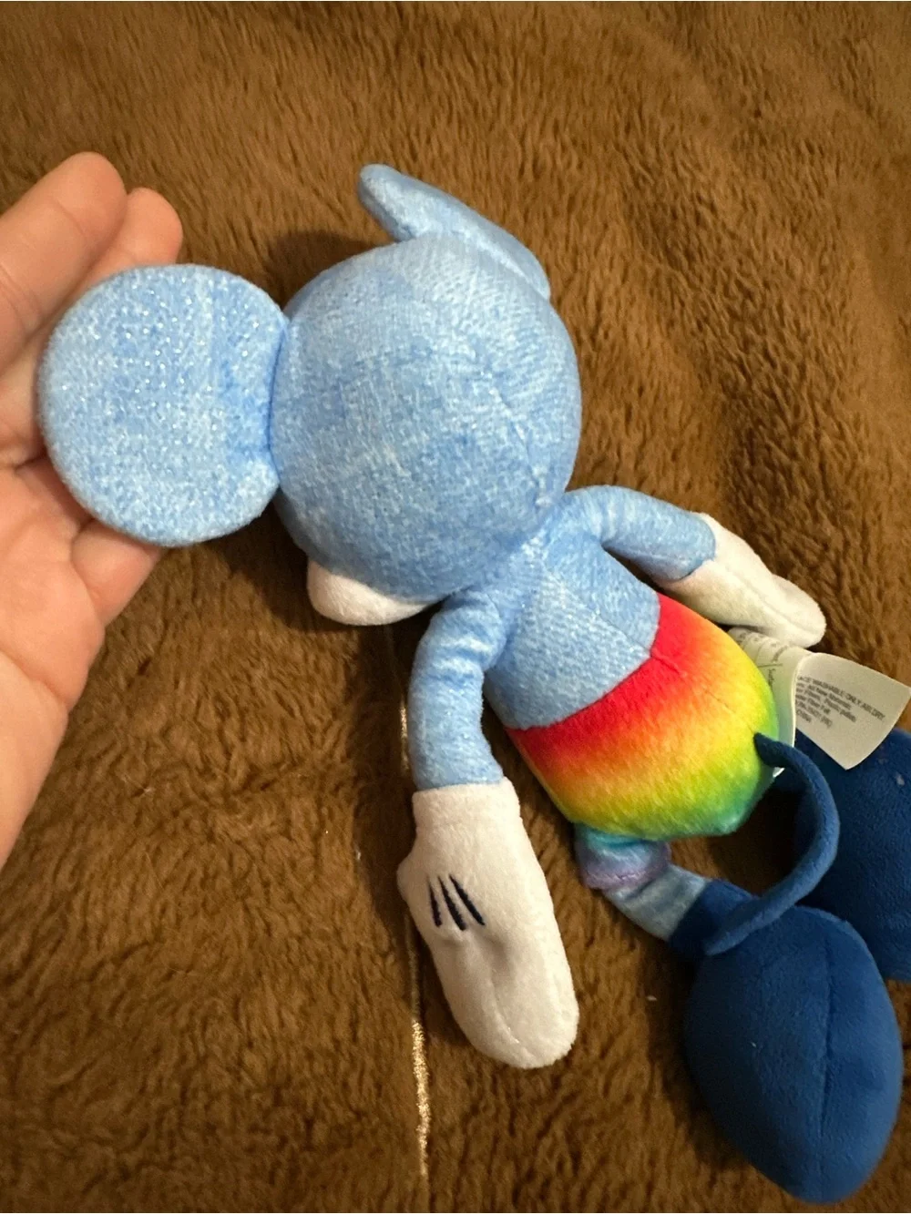 Disney Blue Mickey Plush with Rainbow Shorts